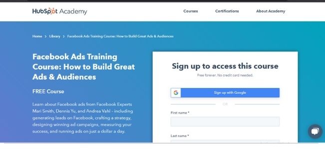 Facebook ads training course