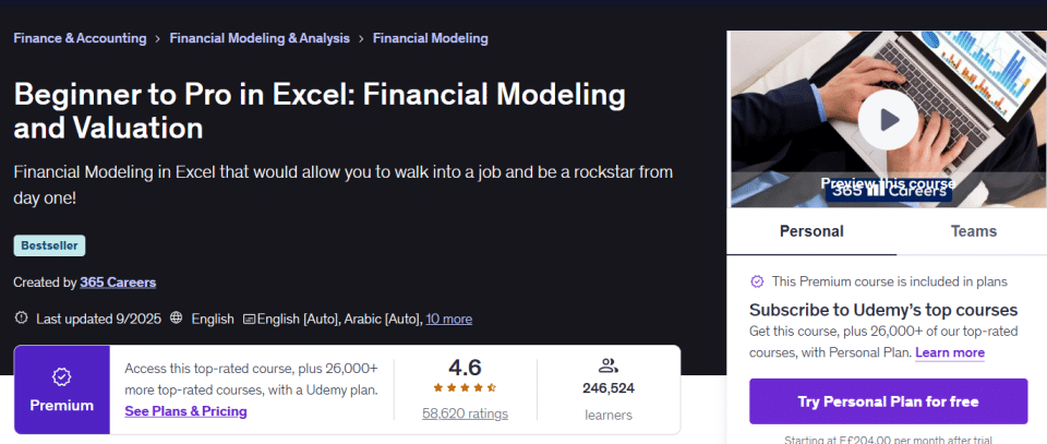 udemy financial modeling