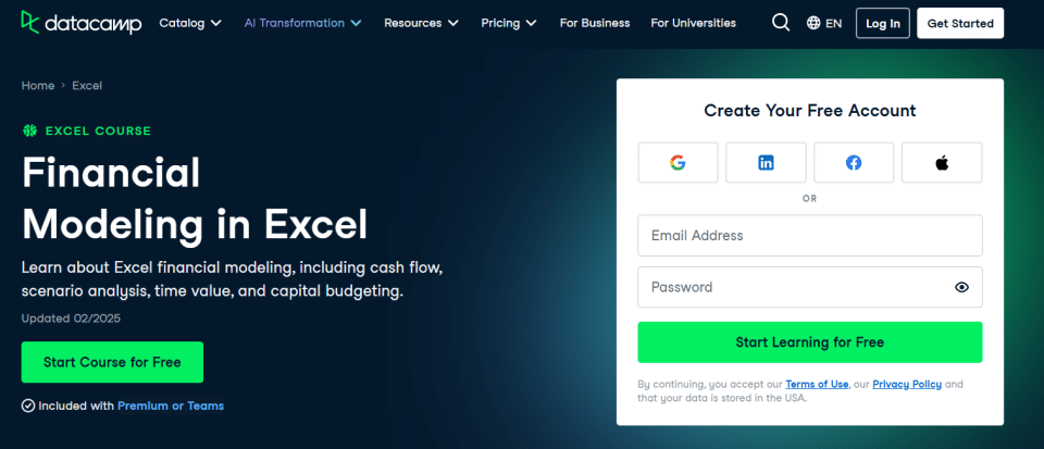 datacamp Financial Modeling